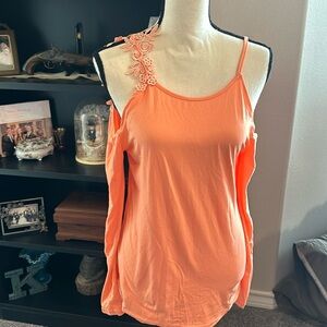 Light orange creamsicle shirt w/exposed shoulders